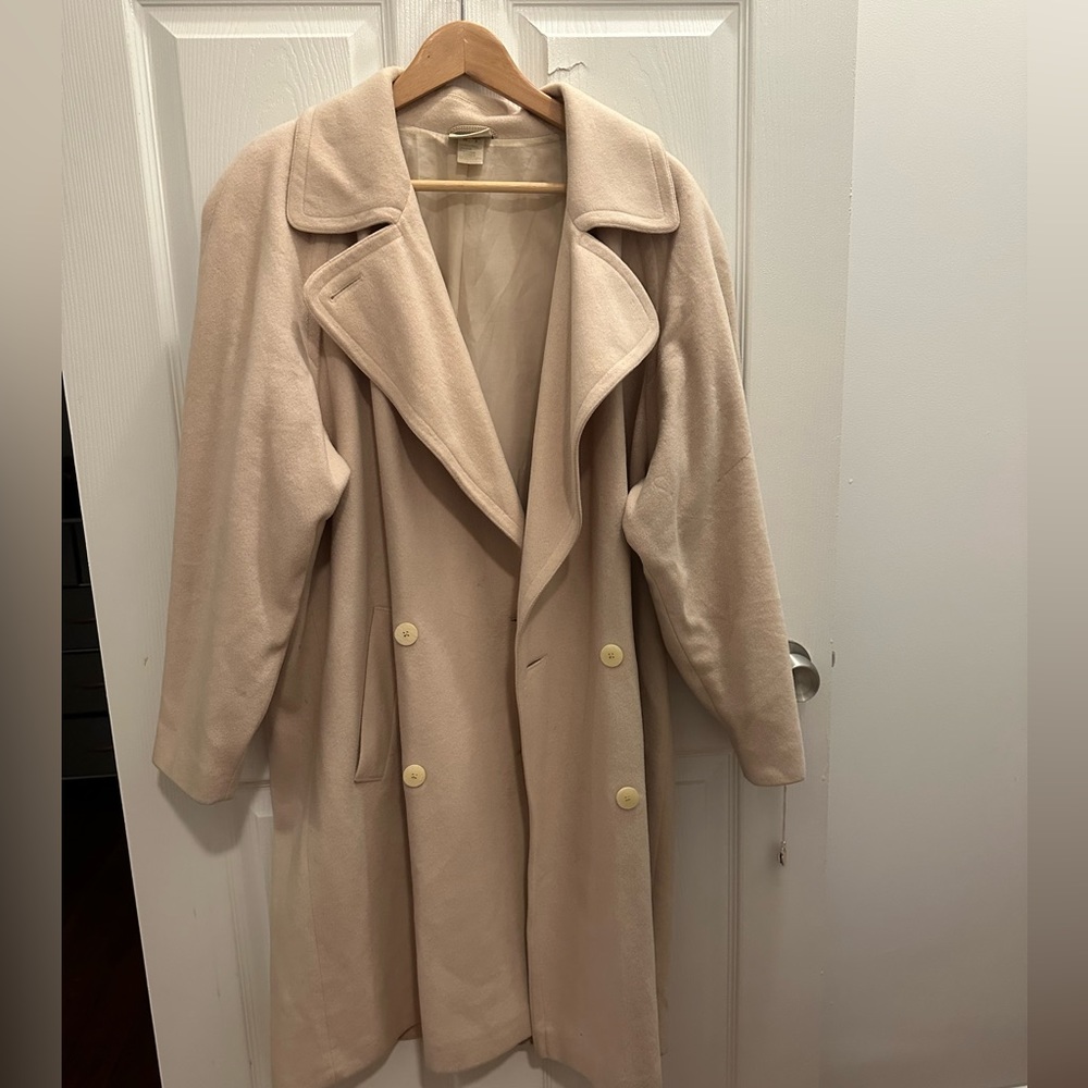 Vintage Cashmere Wool Blend Coat Winter White 8